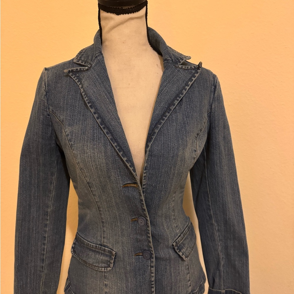 Rampage Blue Jean Jacket with Fitted Tailored Style and Classic Denim Look - Picture 2 of 5